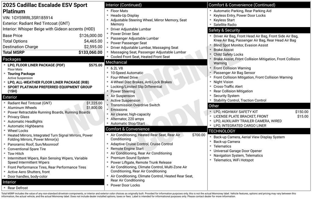 2025 Cadillac Escalade ESV Sport Platinum