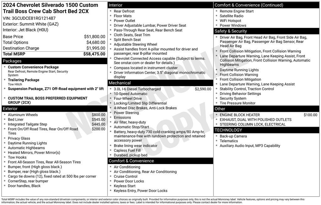 2024 Chevrolet Silverado 1500 Custom Trail Boss