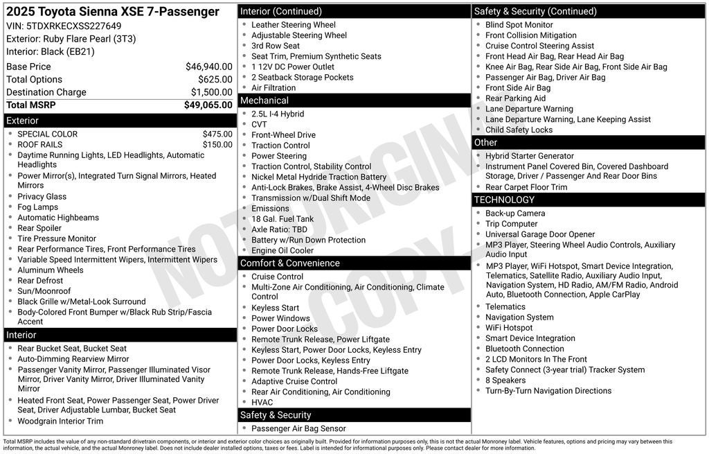 2025 Toyota Sienna XSE 7 Passenger